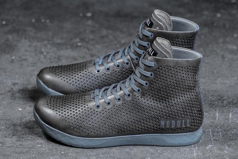 Nobull High-Top Nordic Leather Women's Trainers Grey | USA A1885H